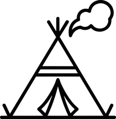 Simple Outline Icon of a Teepee with Smoke © kumara