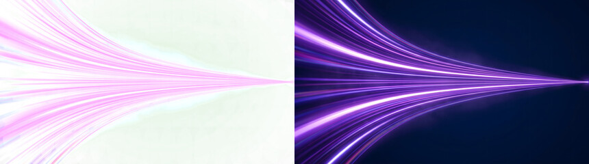 Light Streaks purple glowing curved speed lines converging to a bright vanishing point ideal for overlays available in PNG, Transparent and Black Background Versions for digital design projects © Tanay