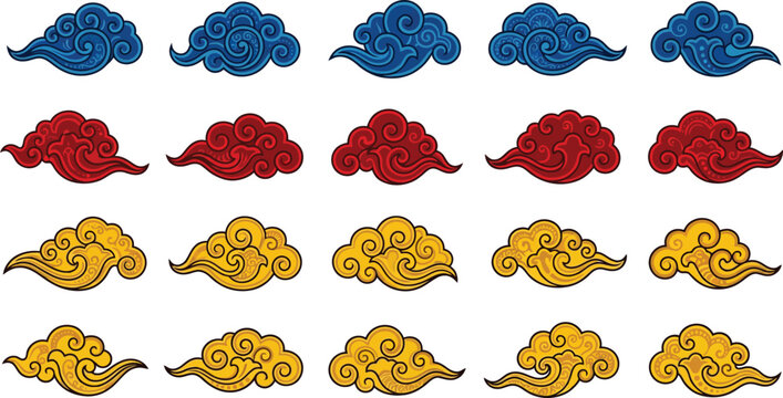 Cloud in blue, red, and yellow, swirling patterns blue cloud red cloud yellow cloud
