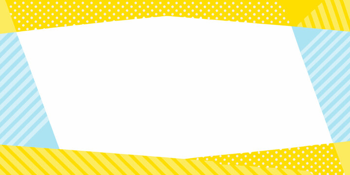 Polygonal Frame With Yellow And Blue Geometric Patterns Vector Illustration