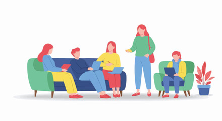 Fototapeta premium A group of people sitting on furniture.
