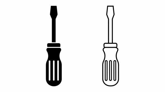 Flathead screwdriver set in solid and outline styles