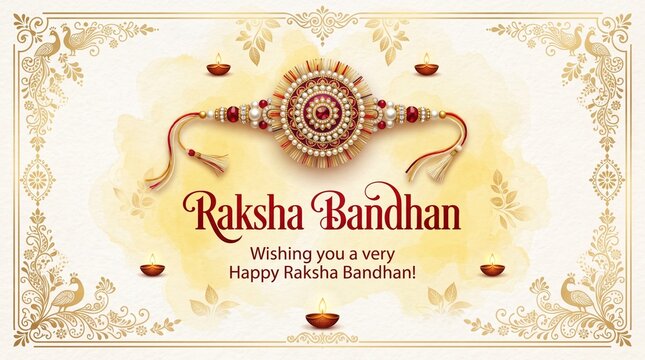 raksha bandhan celebration in india vector hand lettring illustration on white background