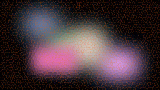 Noise textured overlay illuminates soft colorful patches with a grainy fini