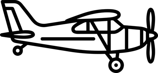 Simple Line Art Icon of a Small Propeller Airplane © 300mas