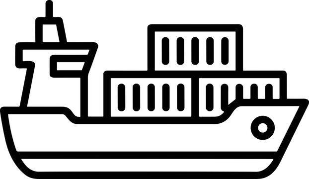 Cargo Ship Icon: Container Vessel on Water - Freight Transport and Logistics