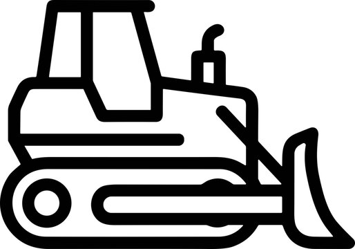 Bulldozer icon line art, heavy machinery, construction vehicle, industrial equipment