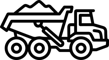 Dump Truck Icon - Construction Vehicle Carrying Load of Dirt or Sand © 400bos