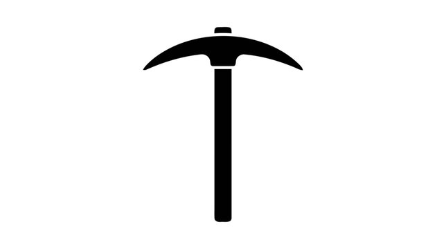 Vector illustration of black silhouette of a pickaxe tool icon on a transparent background