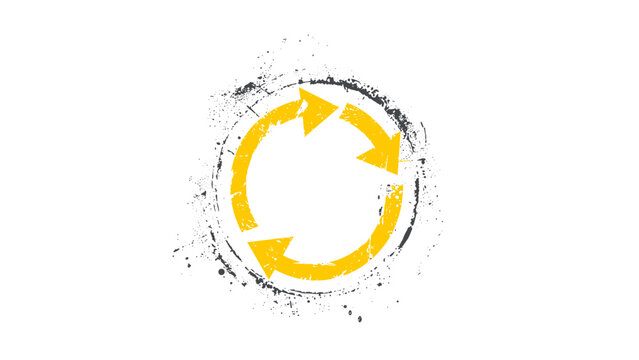 Circular Arrow Refresh Icon with Grunge Style Vector Isolated on Transparent Background