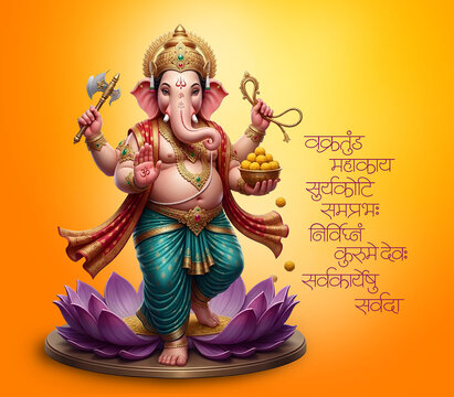  AI Generated Illustration for Happy Ganesh Chaturthi Festival for Invitation, Poster, Social Media Post Design Background