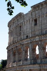 Obraz premium Ancient Rome landmarks and architectural details including the Colosseum, Pantheon, Roman Forum and Basilica of Saint Clare in Assisi, Italy