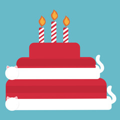 Birthday cake with layers of long white cats and candles © BlackGroundMeYou 