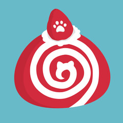 Red swiss roll with cat face swirl and paw print strawberry © BlackGroundMeYou 