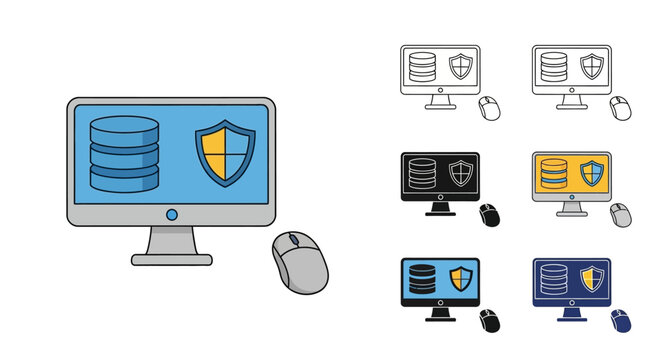 Database server security and desktop hardware icons.