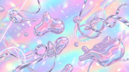 Fototapeta premium Holographic Iridescent Y2K Aesthetic Abstract Background