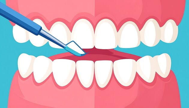 Close up view of dental braces on teeth.