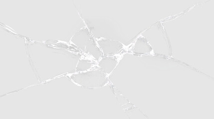 Shattered glass on transparent background showing cracks and fragments from impact © denzelll