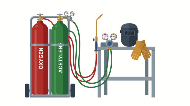 Industrial Gas Welding Equipment and Oxygen Acetylene Setup