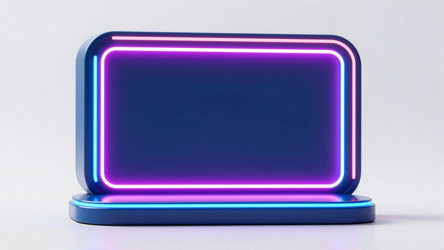 Minimalist 3D Product Display Stand With Glowing Neon Frame