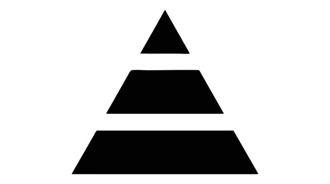 Vector illustration of abstract pyramid icon with three horizontal segments on a transparent background