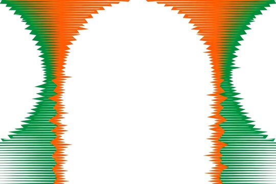 Abstract Green and Orange Wave Lines on White
