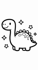 Naklejka premium Cute cartoon dinosaur line art illustration for kids coloring page.