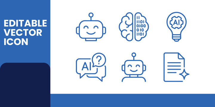 Editable vector icons for artificial intelligence concepts