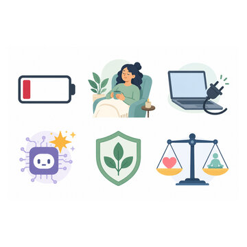 AI Burnout Prevention Planner Icon Set