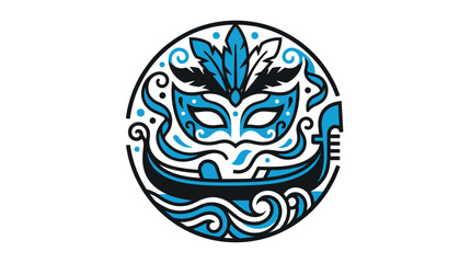 Venetian Carnival Mask and Gondola Circle Design © Nak