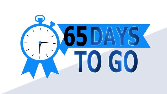 65 Days to Go Countdown Timer with Blue Stopwatch Icon &ndash; Deadline Time Business Concept.llllllllllllll