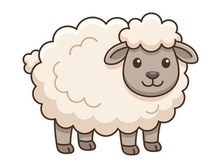 Obraz premium Cute Cartoon Sheep Illustration - Adorable Farm Animal Character with Fluffy Wool