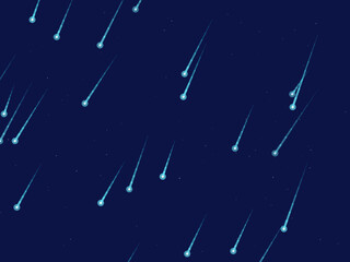 Fototapeta premium Meteor Shower Shooting Stars Dark Sky Background