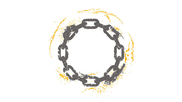 Chain Circle Frame Icon in Grunge Style Vector Isolated on Transparent Background