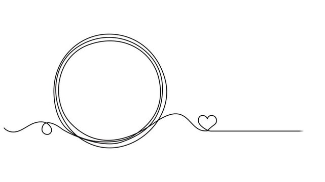 Circle round shape continuous one line drawing on white background minimalist  geometric 4k animation video, Animated circle continuous one line drawn. Abstract round frame linear symbol animation.