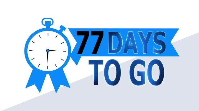 77 Days to Go Countdown Timer with Blue Stopwatch Icon &ndash; Deadline Time Business Concept.llllllllllllll