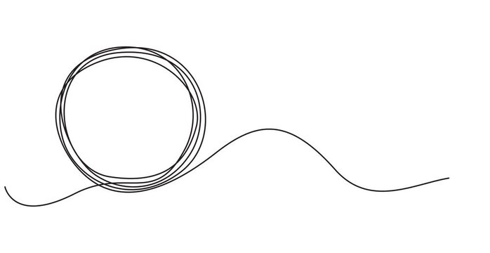 Circle round shape continuous one line drawing on white background minimalist  geometric 4k animation video, Animated circle continuous one line drawn. Abstract round frame linear symbol animation.