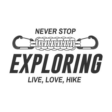 Paracord Bracelet Vector Illustration. Vintage Outdoor Adventure and Hiking Design with Survival Gear