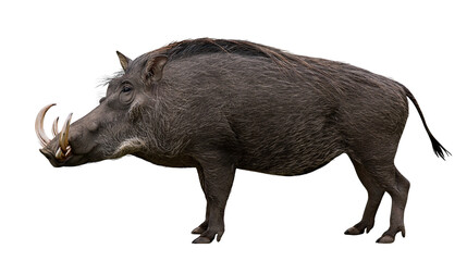 African Warthog with large tusks and bristly mane © Antonio