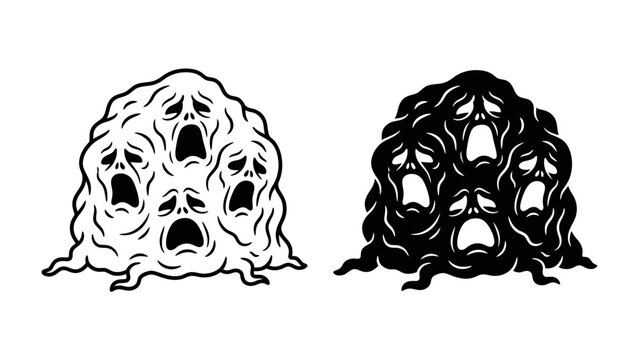 Embodiment of Fear: A chilling illustration depicts a monstrous entity composed of multiple screaming faces, conveying a sense of terror and unease.
