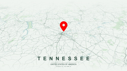 Modern minimalist vector map of Tennessee. High-quality scalable illustration of Tennessee state geographic boundaries, Mississippi and Tennessee River networks for posters design. © AliRza