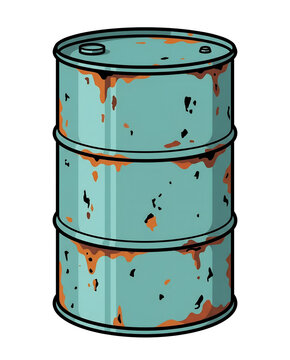 Rusty Oil Barrel Vector Illustration Isolated on Transparent Background