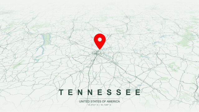 Modern minimalist vector map of Tennessee. High-quality scalable illustration of Tennessee state geographic boundaries, Mississippi and Tennessee River networks for posters design.