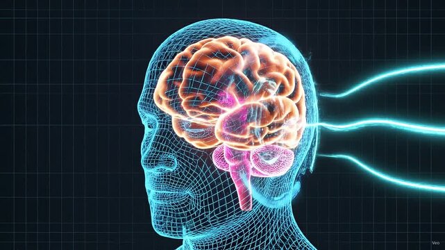 Futuristic digital brain scan with glowing neural pathways
