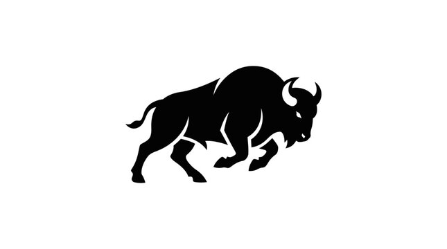 Running buffalo silhouette nature icon.