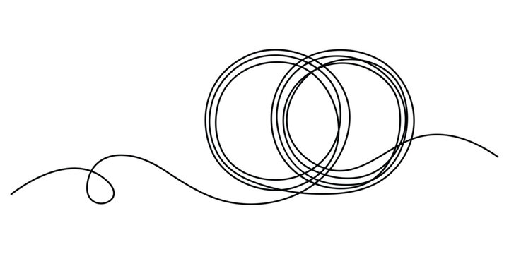 Black circle continuous one line drawing minimalist abstract shape isolated on white background. Black circle single line art minimalist geometric outline vector illustration.