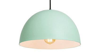 Mint green dome pendant light with visible bulb © Patricia