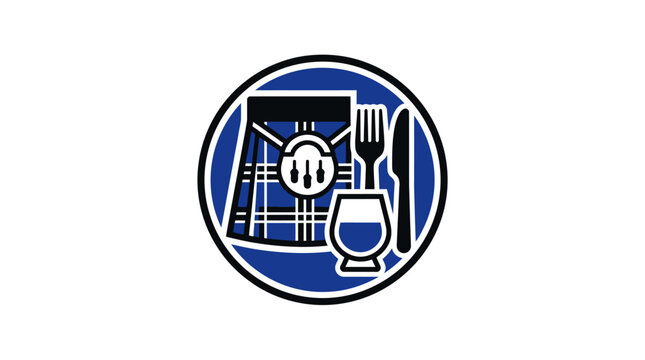 Scottish Food and Drink Icon: Kilt, Whisky, Cutlery