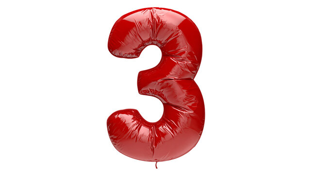 Red inflatable number 3 balloon