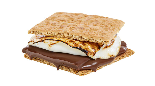 Graham cracker s more with melted chocolate and toasted marshmallow